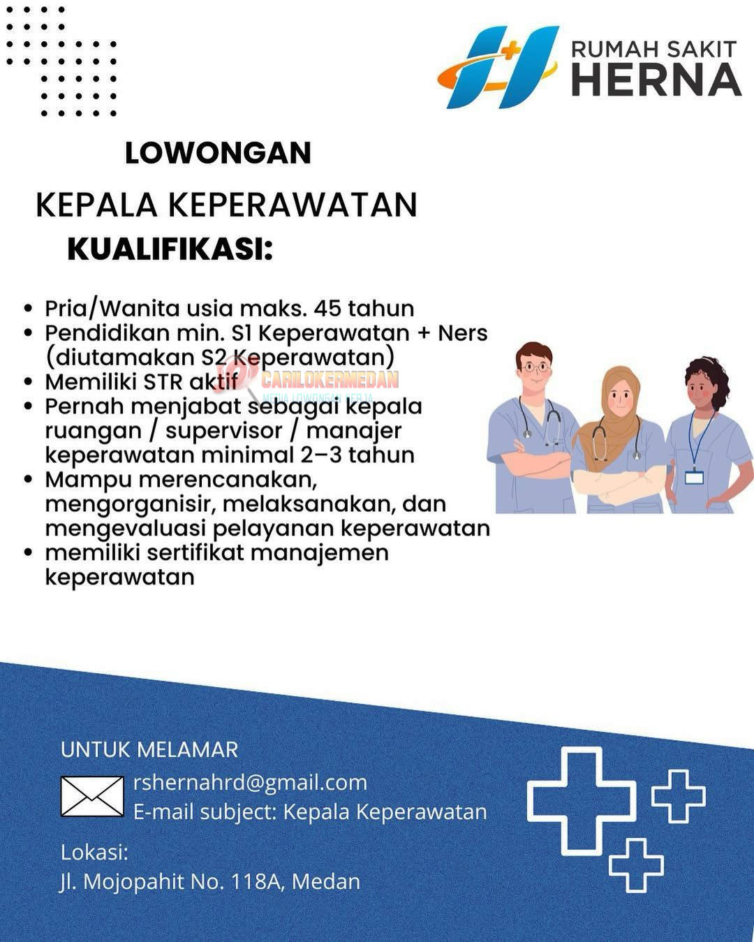 Loker D3 S1 S2 Di Rumah Sakit Herna Medan Agustus 2025