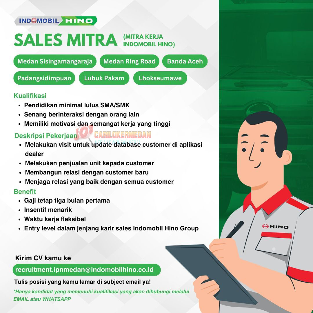 Loker SMA SMK D3 S1 Di PT Indomobil Hino Group Medan 4