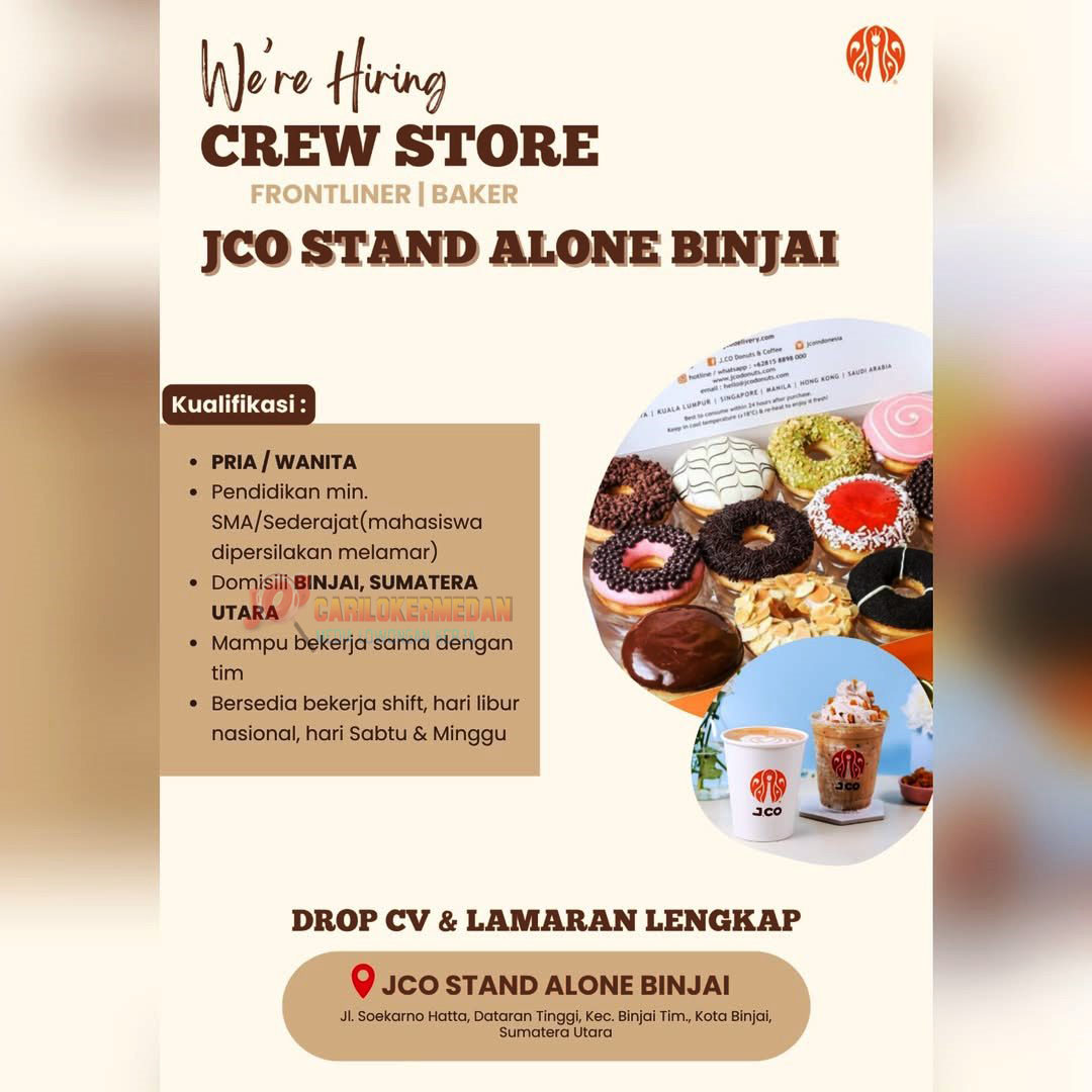 Loker SMA SMK Di PT JCO Donuts & Coffee Binjai T Morawa 2025 2