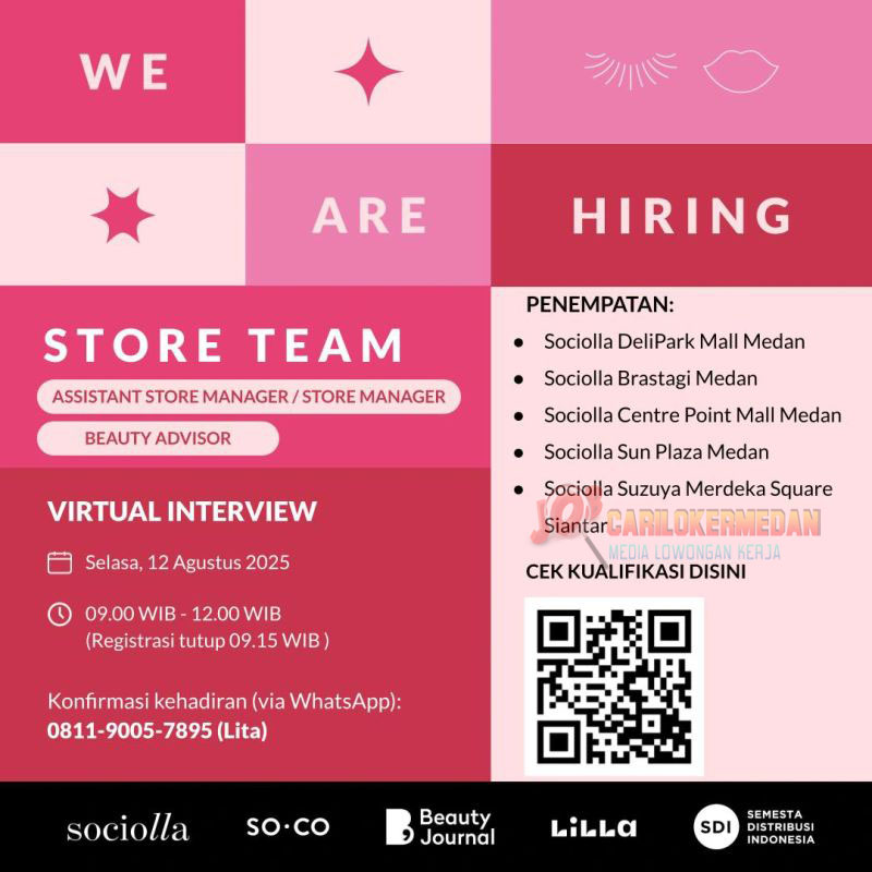 Loker SMA SMK S1 Di PT Social Bella Indonesia Medan Agustus 2025