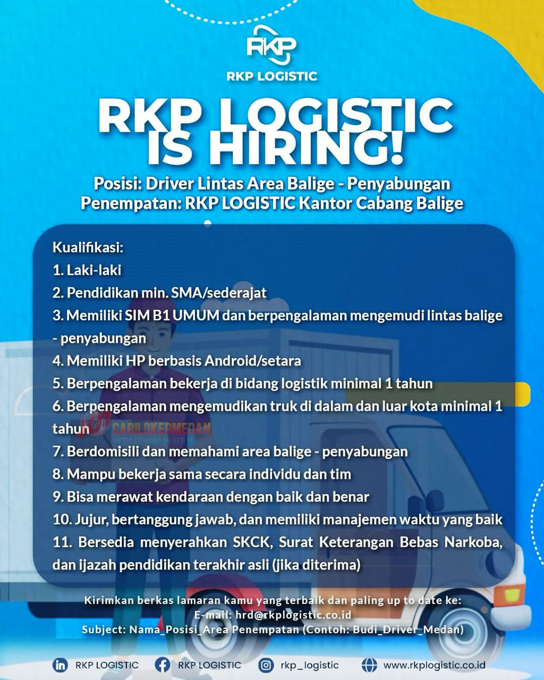 Lowongan Kerja SMA SMK Di RKP Logistic Balige Agustus 2025
