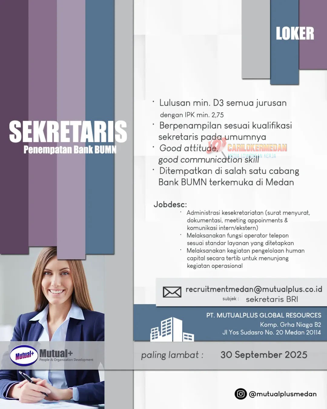 Loker D3 S1 Di PT Mutualplus Global Resources Medan September 2025 2