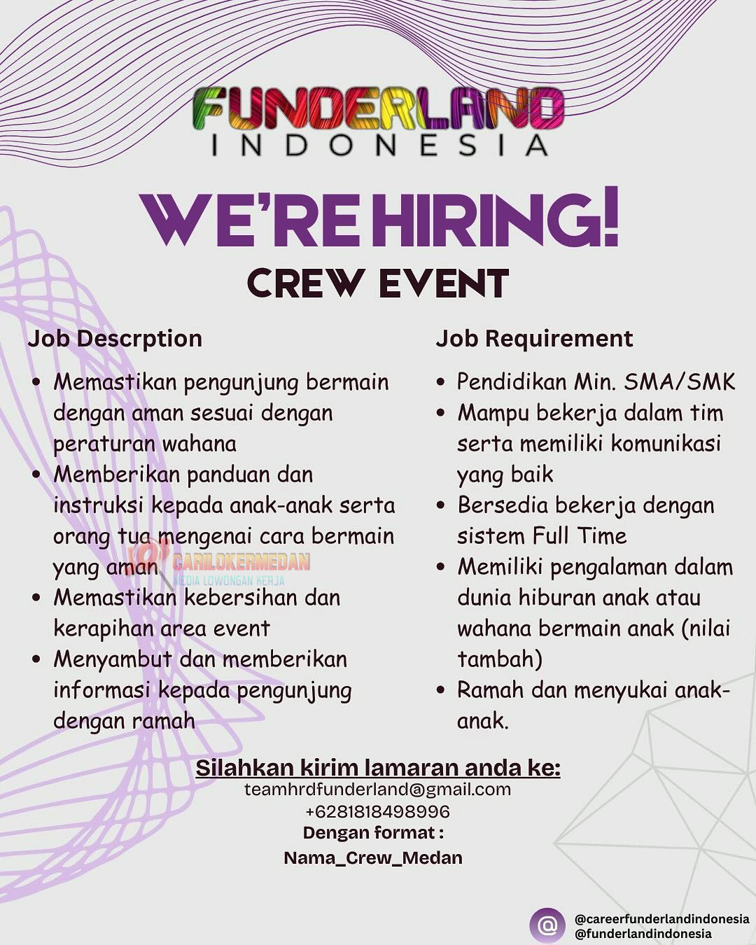 Loker SMA SMK Di Funderland Indonesia Medan September 2025 2