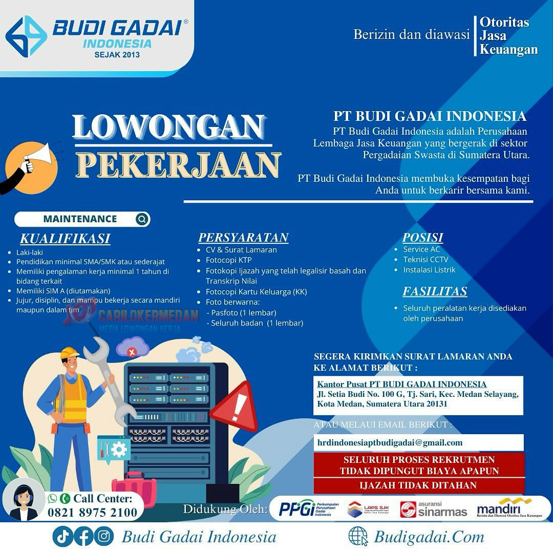 Loker SMA SMK Di PT Budi Gadai Indonesia Medan Oktober 2025