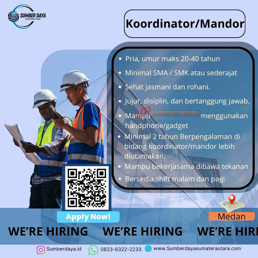 Loker SMA SMK Di PT Sumber Daya Sumatera Utara Medan Oktober 2025 4