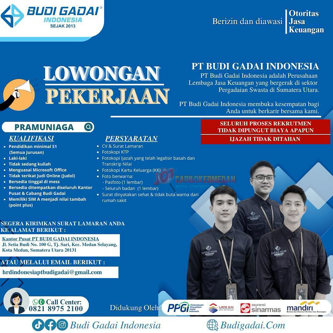 Loker Tamatan S1 Di PT Budi Gadai Indonesia Medan September 2025