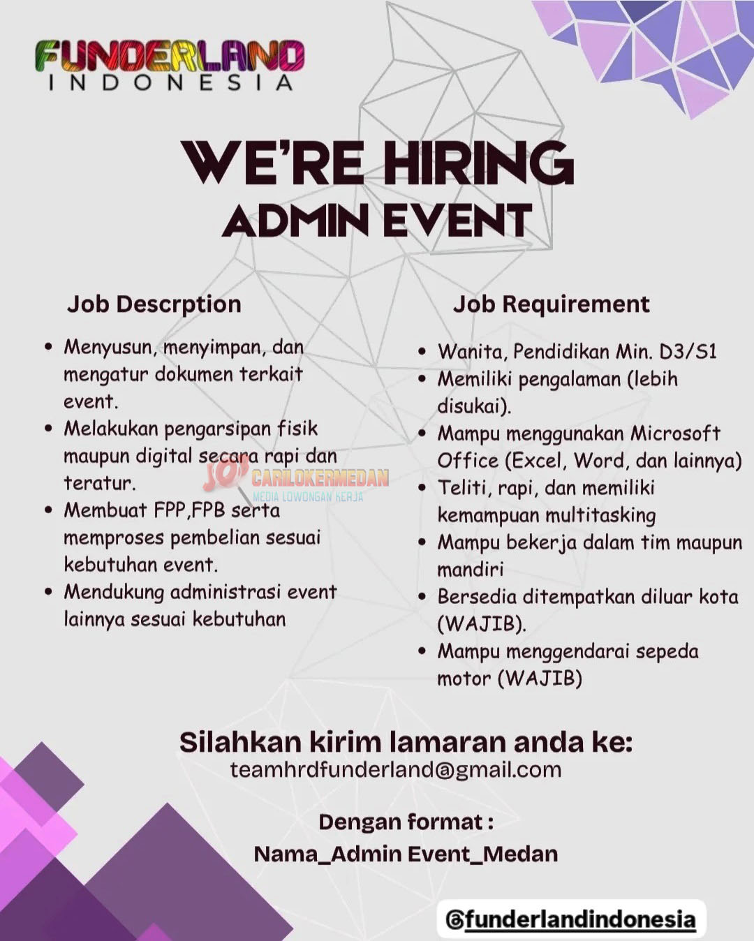 Loker D3 S1 Di Funderland Indonesia Medan Oktober 2025