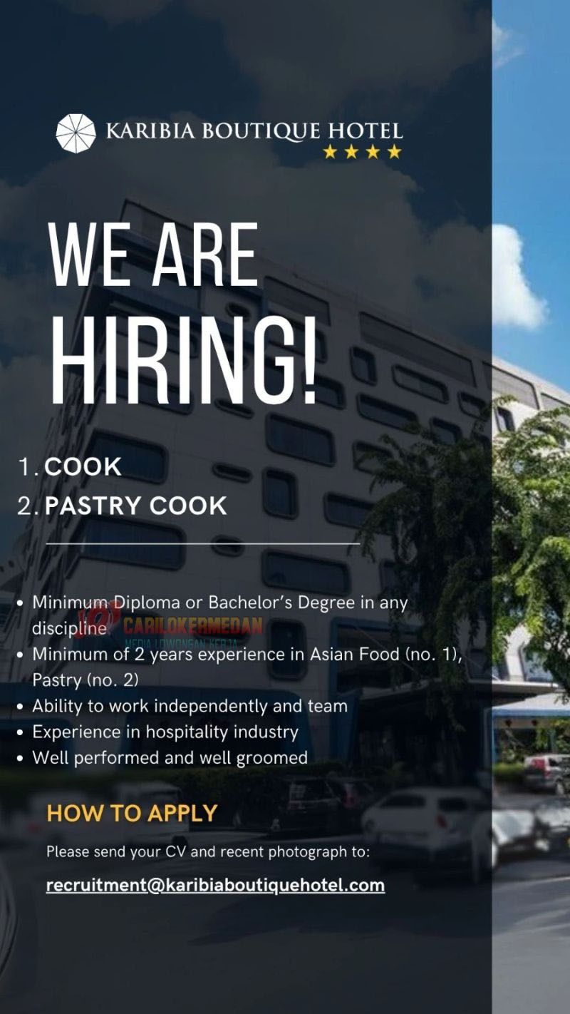 Loker D3 S1 Di Karibia Boutique Hotel Medan Oktober 2025