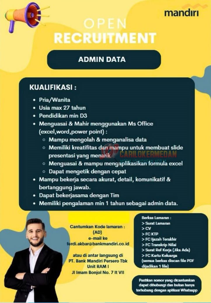 Loker D3 S1 Di PT Bank Mandiri Persero Tbk Medan Oktober 2025