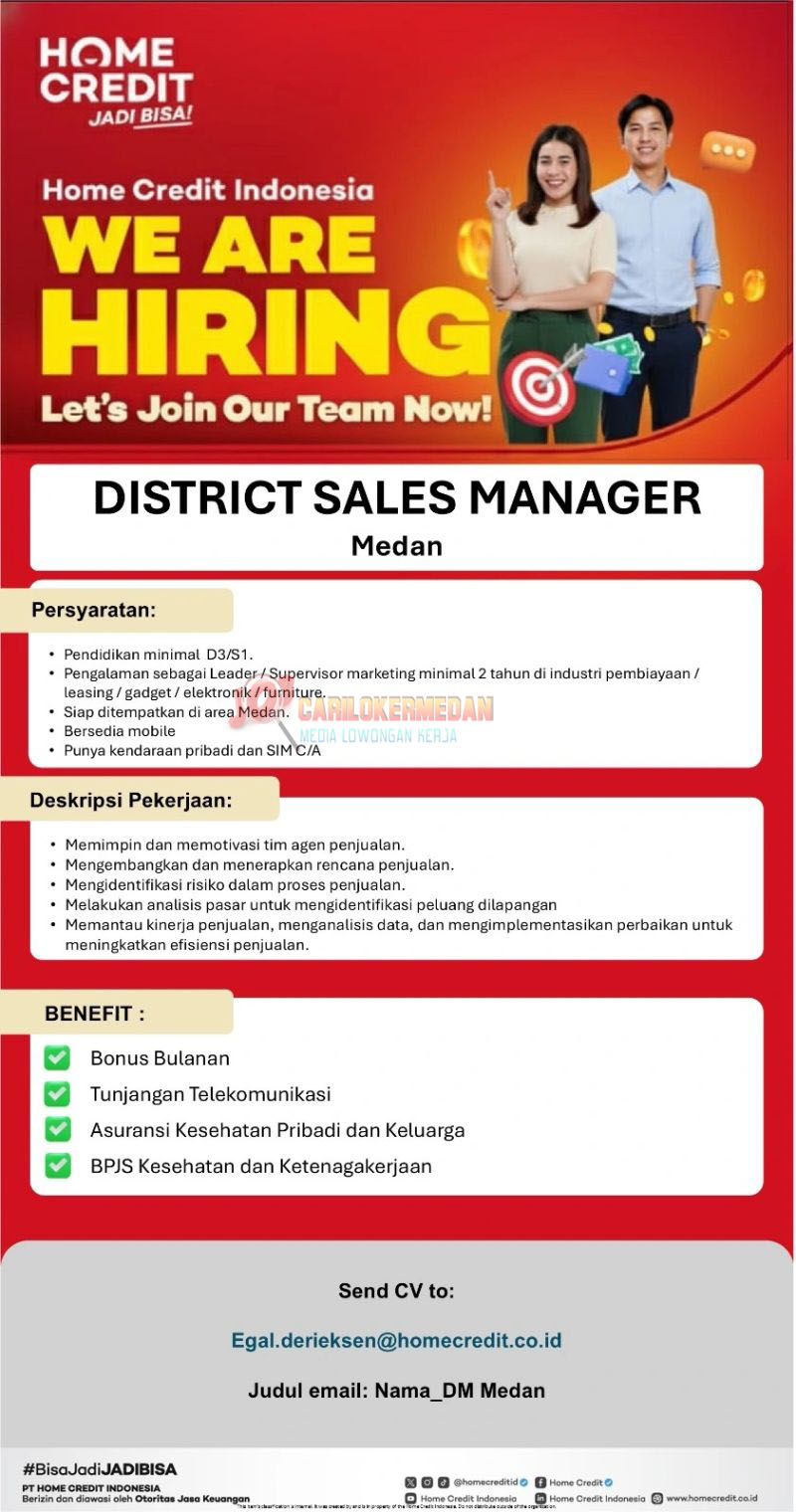 Loker D3 S1 Di PT Home Credit Indonesia Medan Oktober 2025