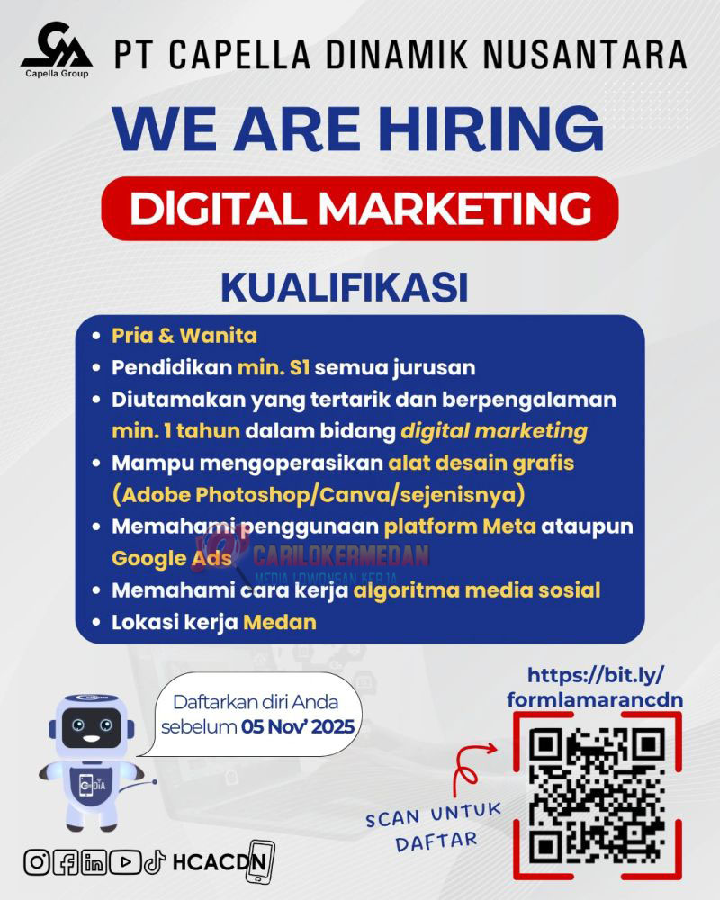Loker S1 Di PT Capella Dinamik Nusantara Medan Oktober 2025