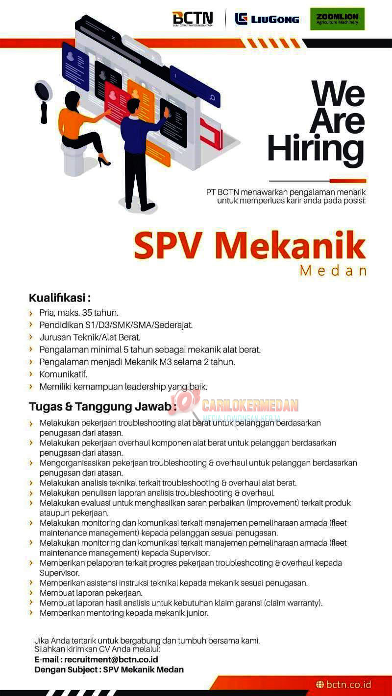 Loker SMA SMK D3 S1 Di PT Bumi Citra Traktor Nusantara Medan