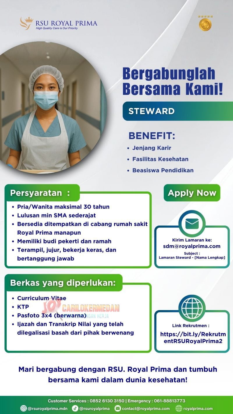 Loker SMA SMK D3 S1 Di RSU Royal Prima Medan Oktober 2025 1