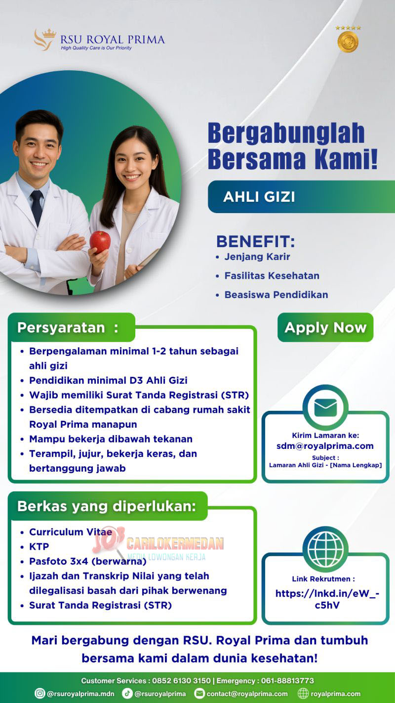 Loker SMA SMK D3 S1 Di RSU Royal Prima Medan Oktober 2025 2