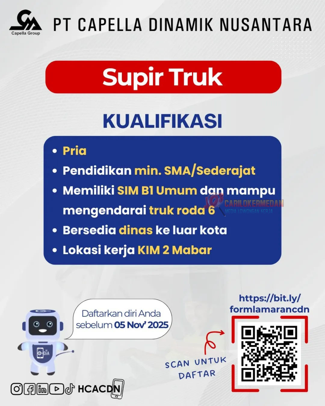 Loker SMA SMK Di PT Capella Dinamik Nusantara KIM 2 Medan Oktober 2025