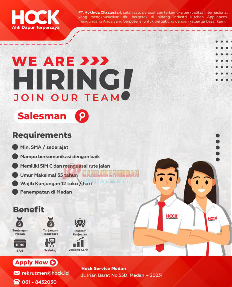 Loker SMA SMK Di PT Hokinda Citra Lestari Medan Oktober 2025