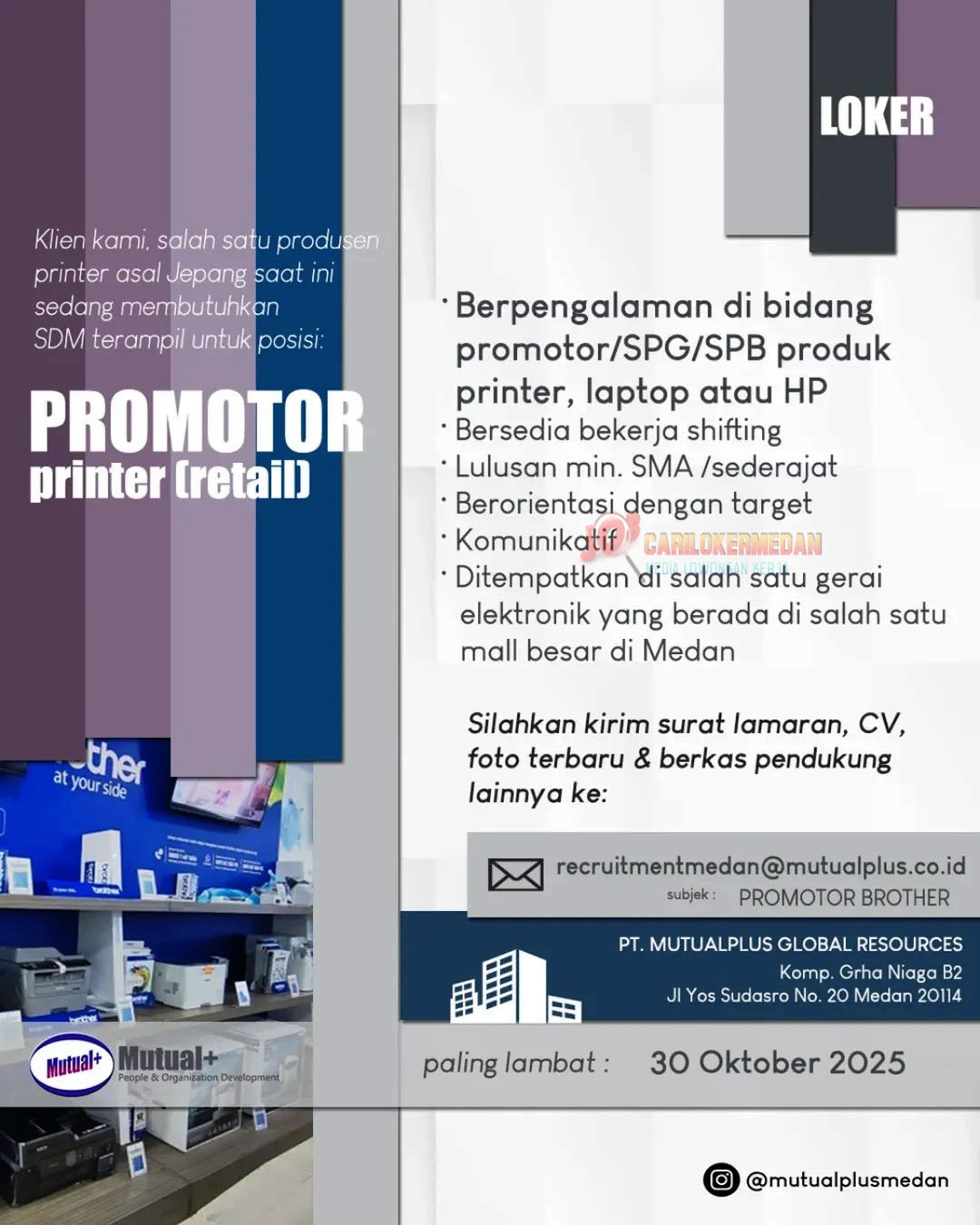 Loker SMA SMK Di PT Mutualplus Global Resources Medan Oktober 2025