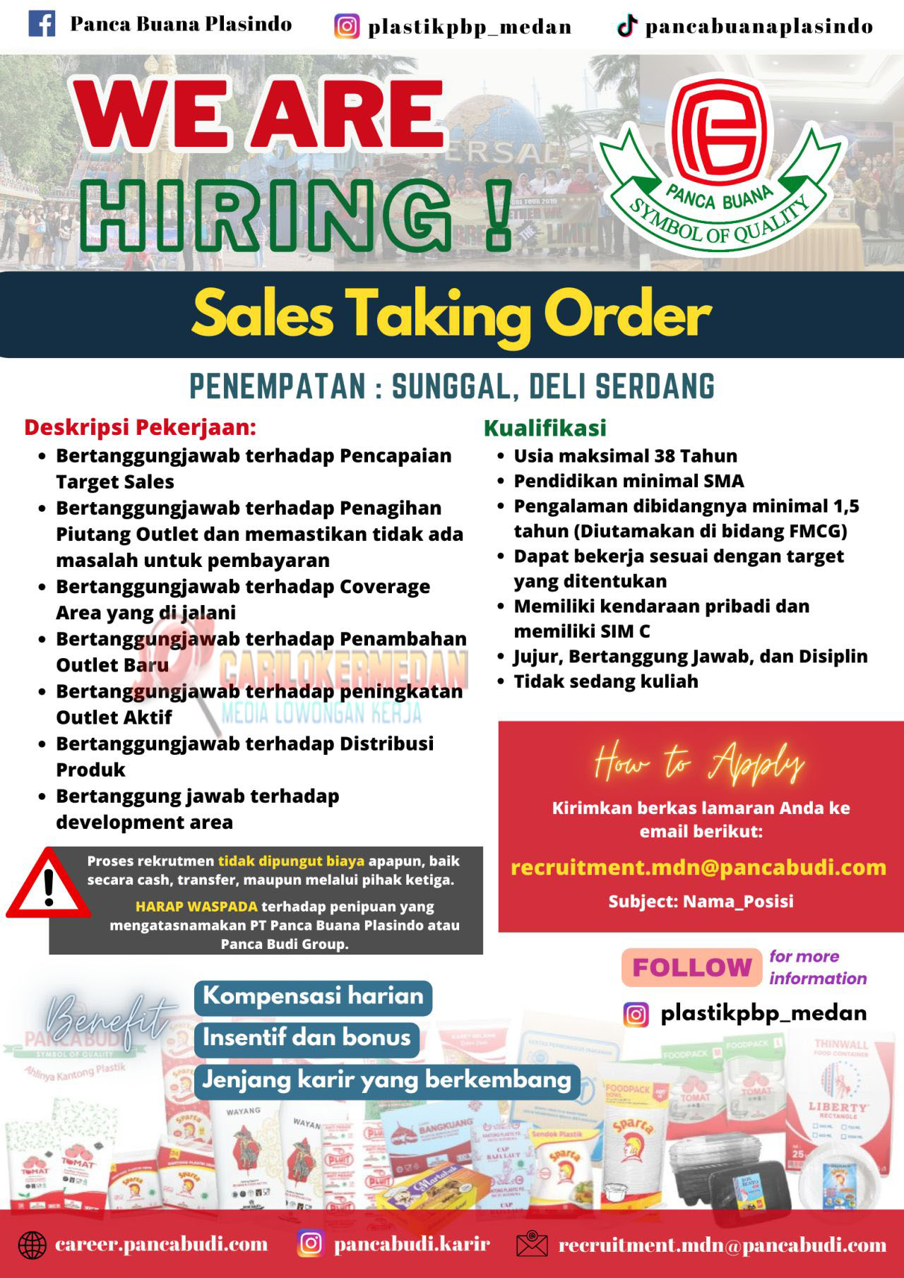 Loker SMA SMK Di PT Panca Buana Plasindo Sunggal Medan Oktober 2025