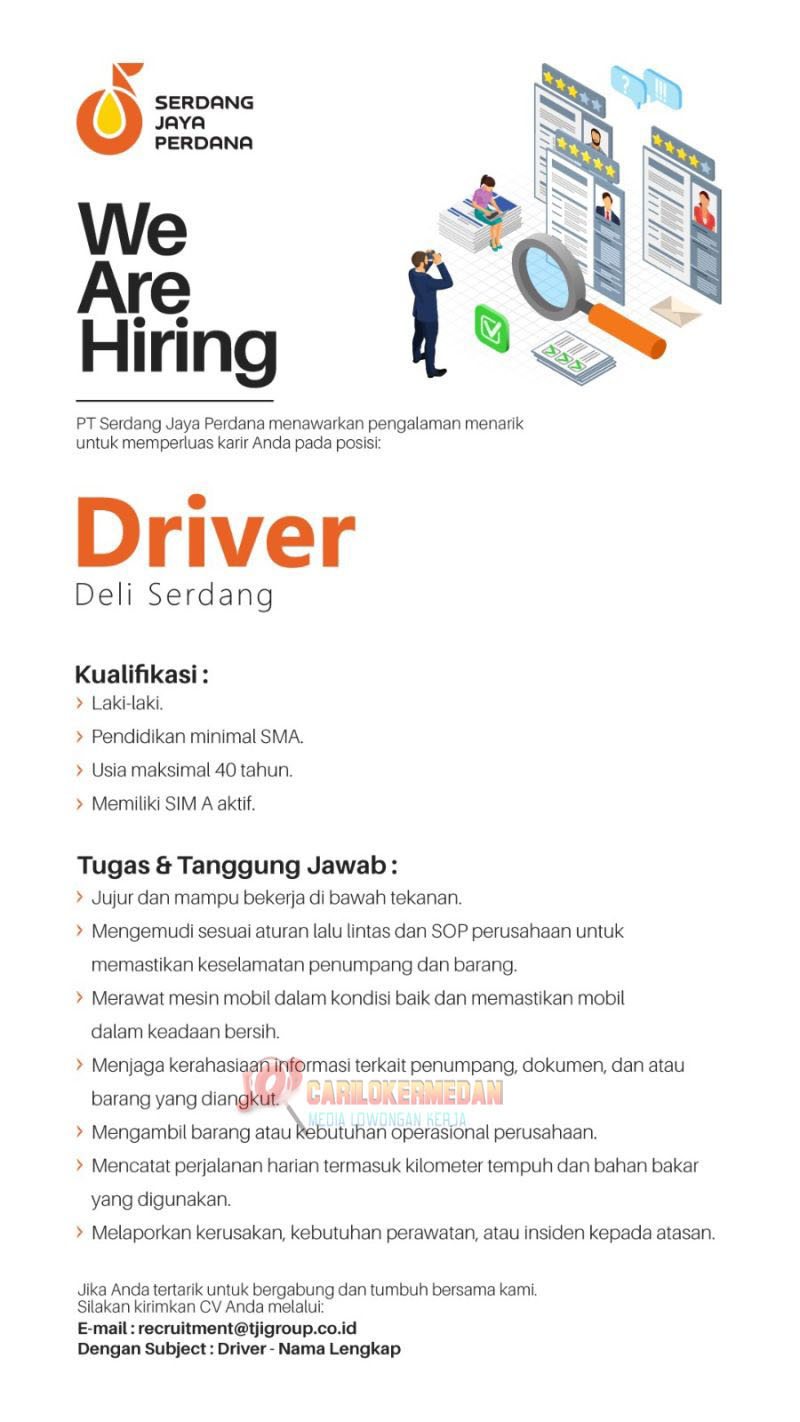 Loker SMA SMK Di PT Serdang Jaya Perdana Deli Serdang Oktober 2025