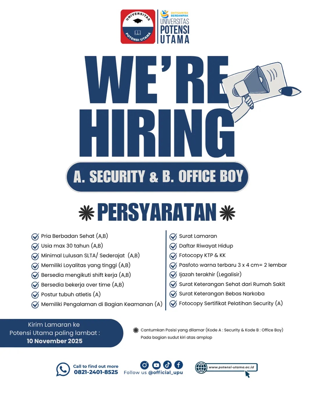 Loker SMA SMK Di Universitas Potensi Utama Medan Oktober 2025