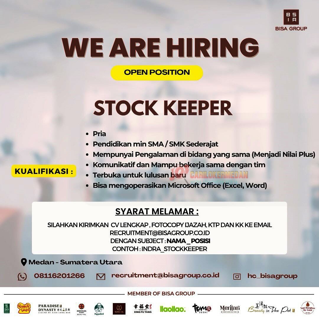 Lowongan Kerja SMA SMK Di BISA Group Medan Oktober 2025