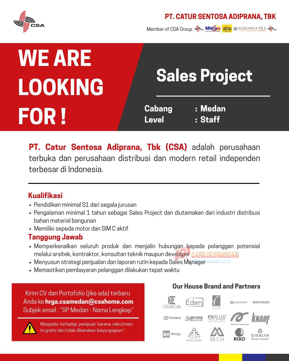 Loker D3 S1 Di PT Catur Sentosa Adiprana Tbk Medan R Prapat 4