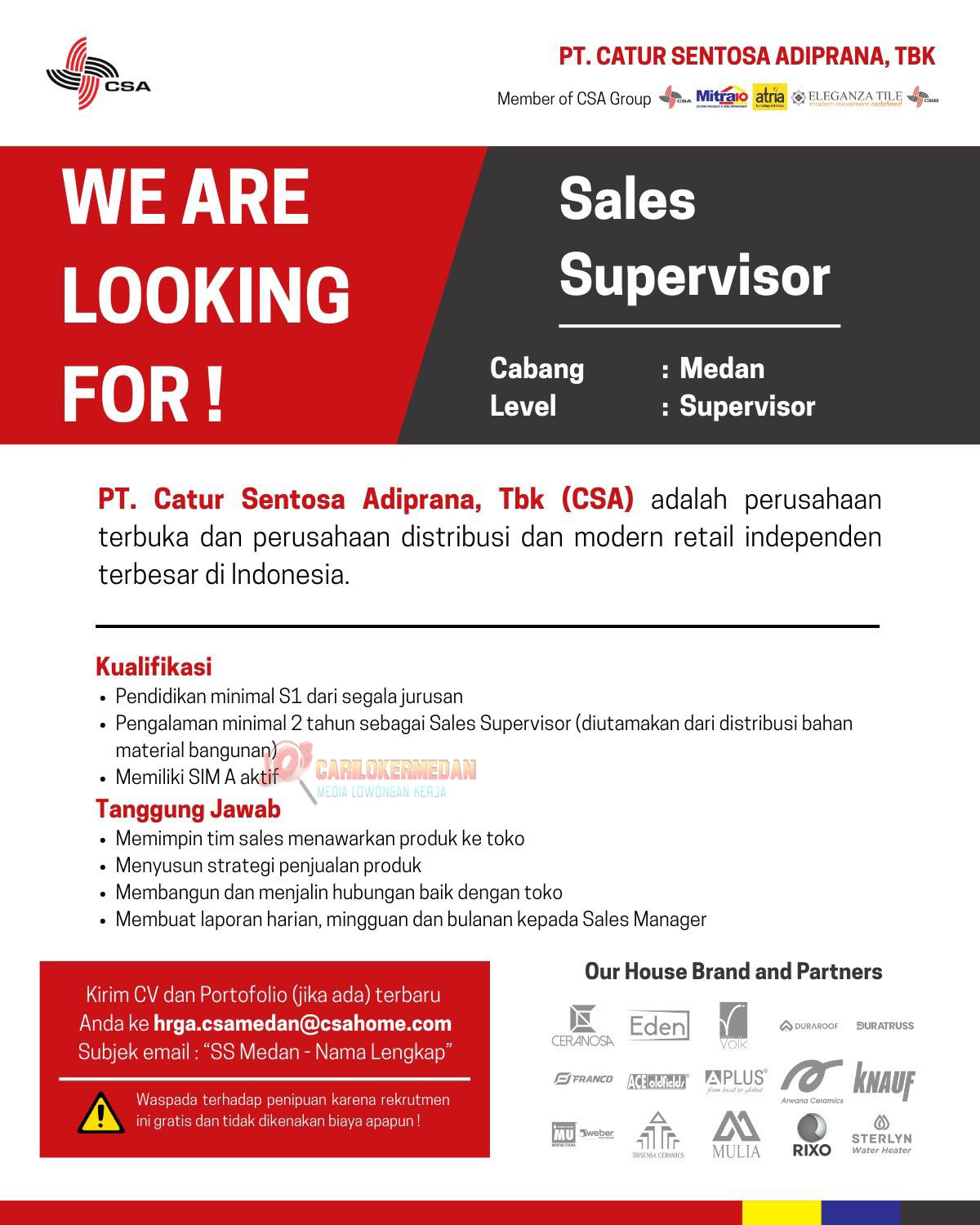 Loker D3 S1 Di PT Catur Sentosa Adiprana Tbk Medan R Prapat 5