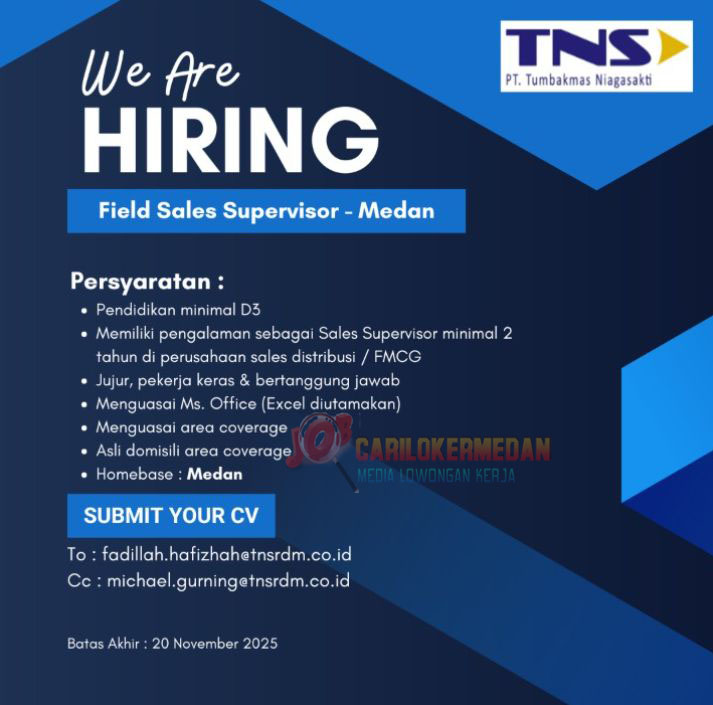 Loker D3 S1 Di PT Tumbakmas Niagasakti Medan November 2025
