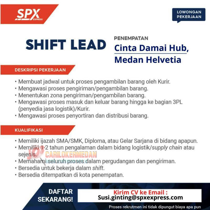 Loker D3 S1 Di Shopee Express Medan Helvetia November 2025