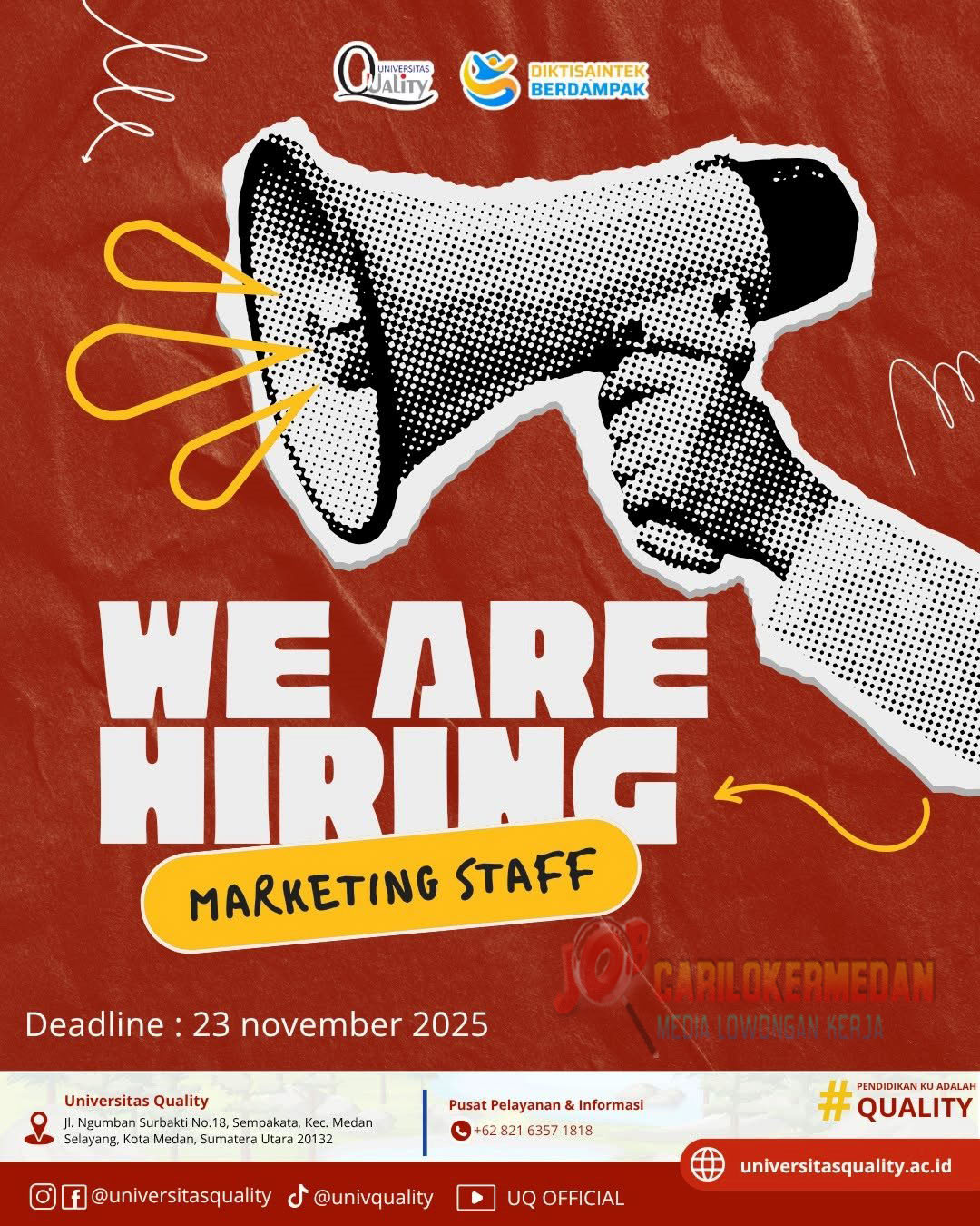 Loker D3 S1 Di Universitas Quality Medan November 2025 1