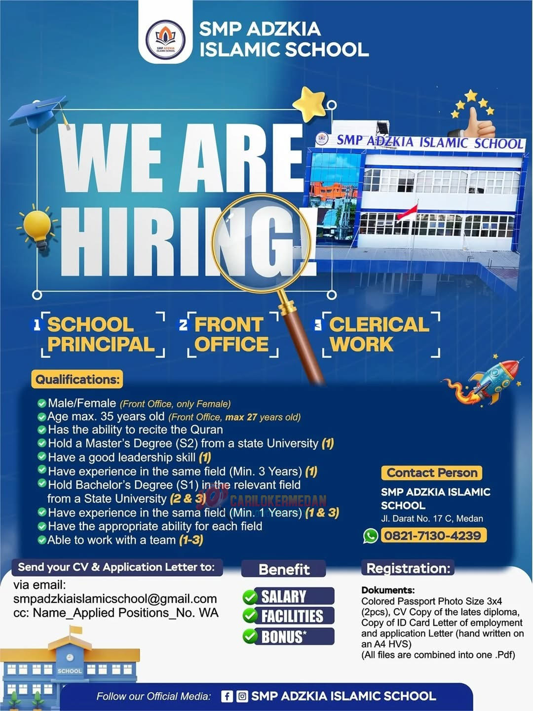 Loker S1 S2 Di SMP Adzkia Islamic School Medan November 2025 1
