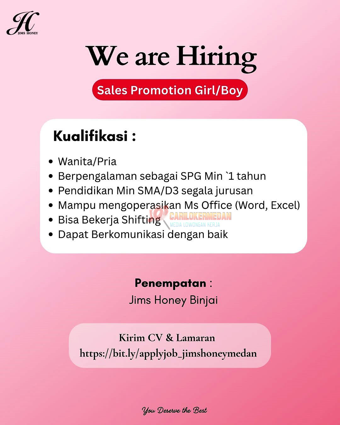 Loker SMA SMK D3 Di Jims Honey Indonesia Binjai November 2025