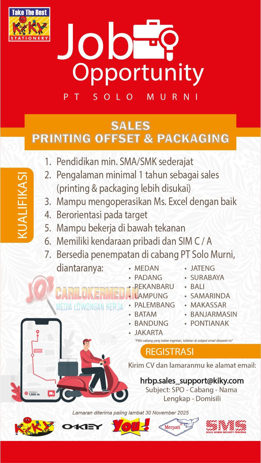 Loker SMA SMK D3 S1 Di PT Solo Murni Medan November 2025 2