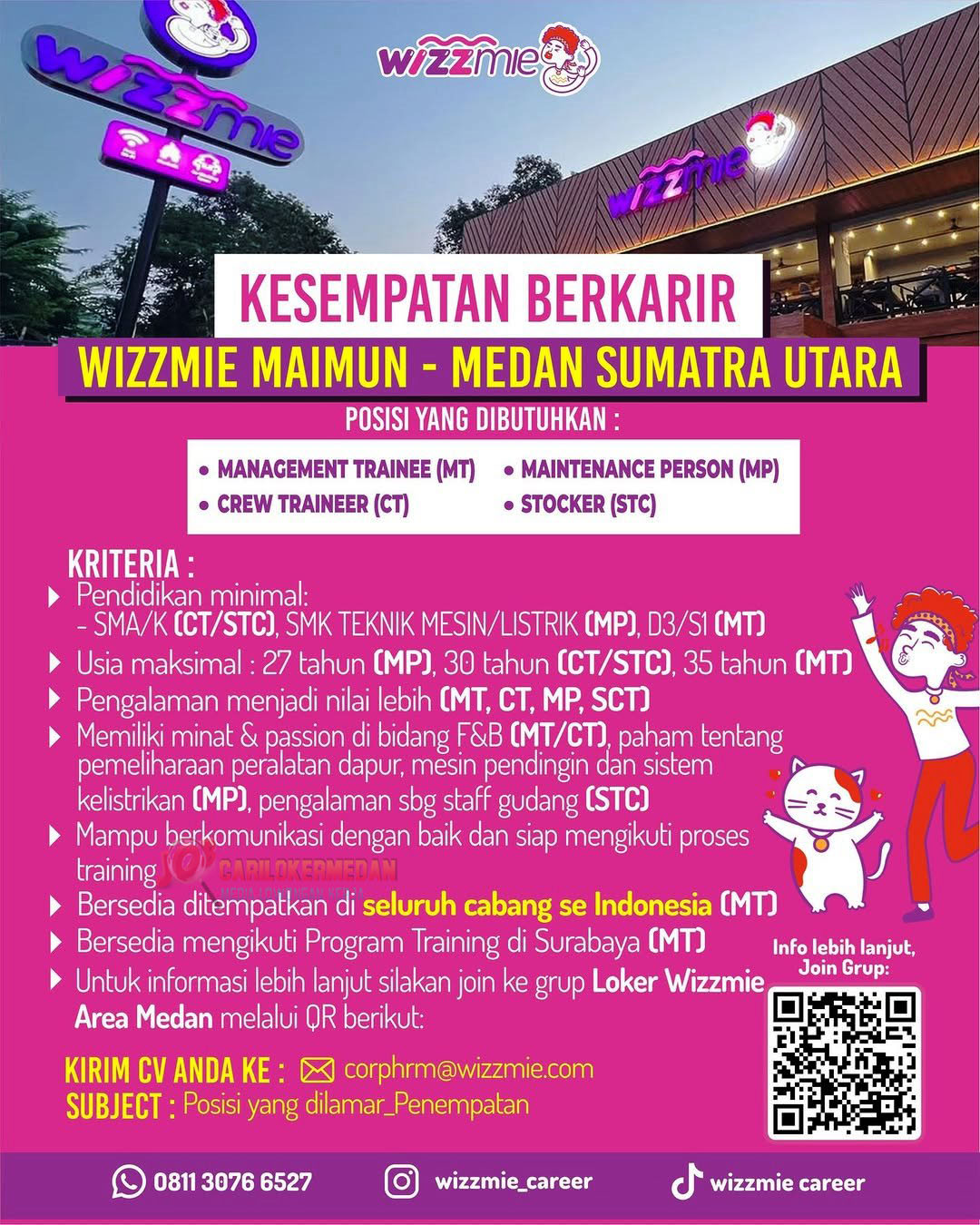 Loker SMA SMK D3 S1 Di PT Wizzmie Boga Abadi Medan Maimun