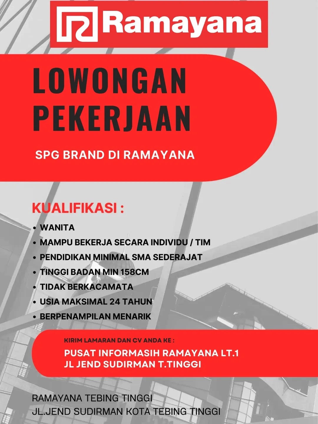Loker SMA SMK Di PT Ramayana Lestari Sentosa Tbk Tebing Tinggi