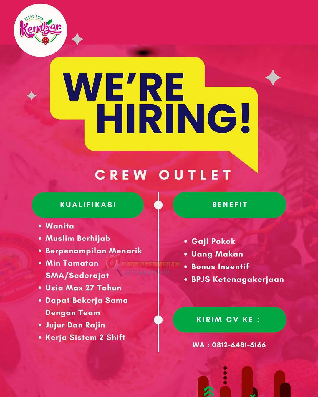 Loker SMA SMK Di Salad Buah Kembar Medan November 2025