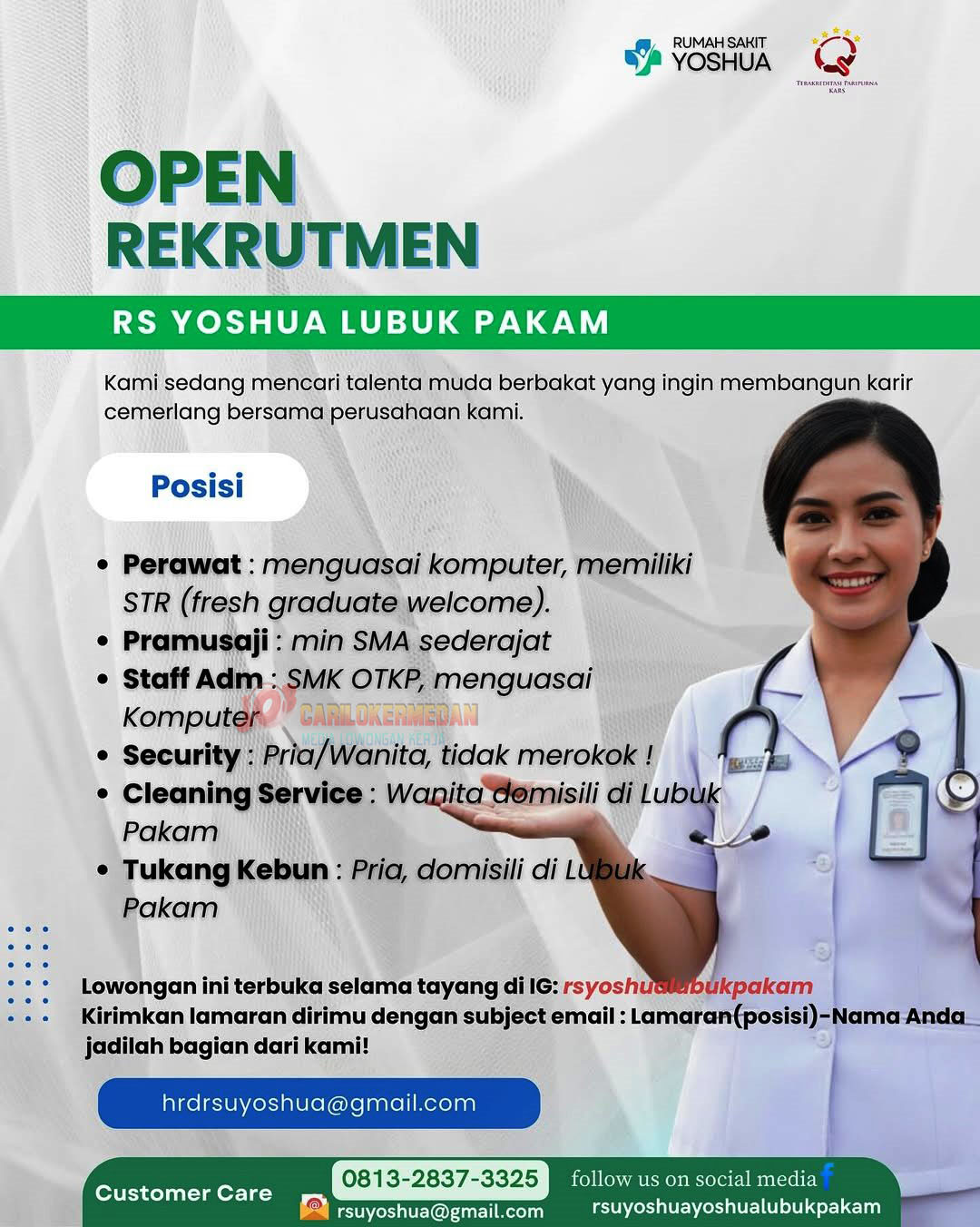 Lowongan Kerja Di RSU Yoshua Lubuk Pakam November 2025