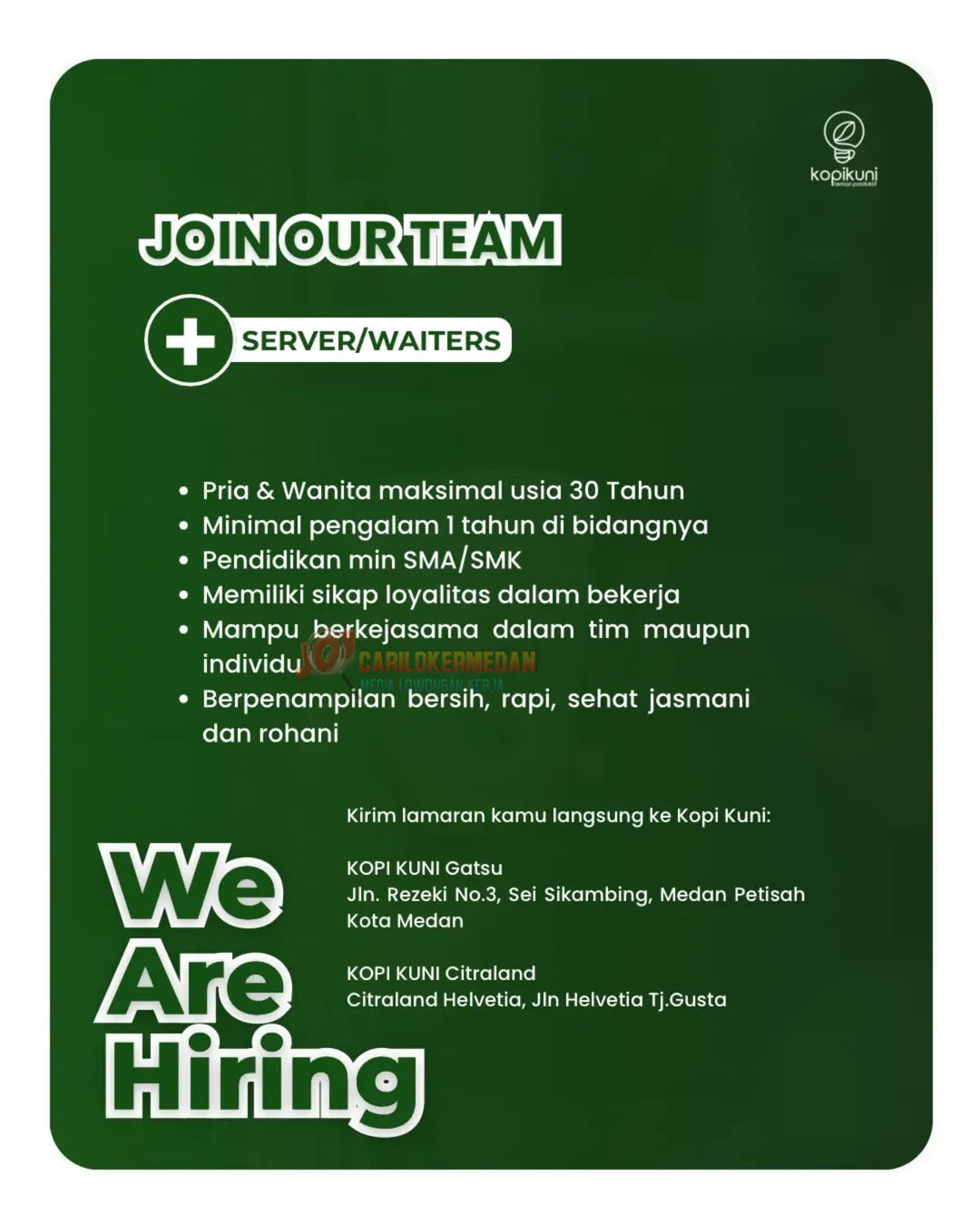 Lowongan Kerja SMA SMK Di Kopi Kuni Medan November 2025