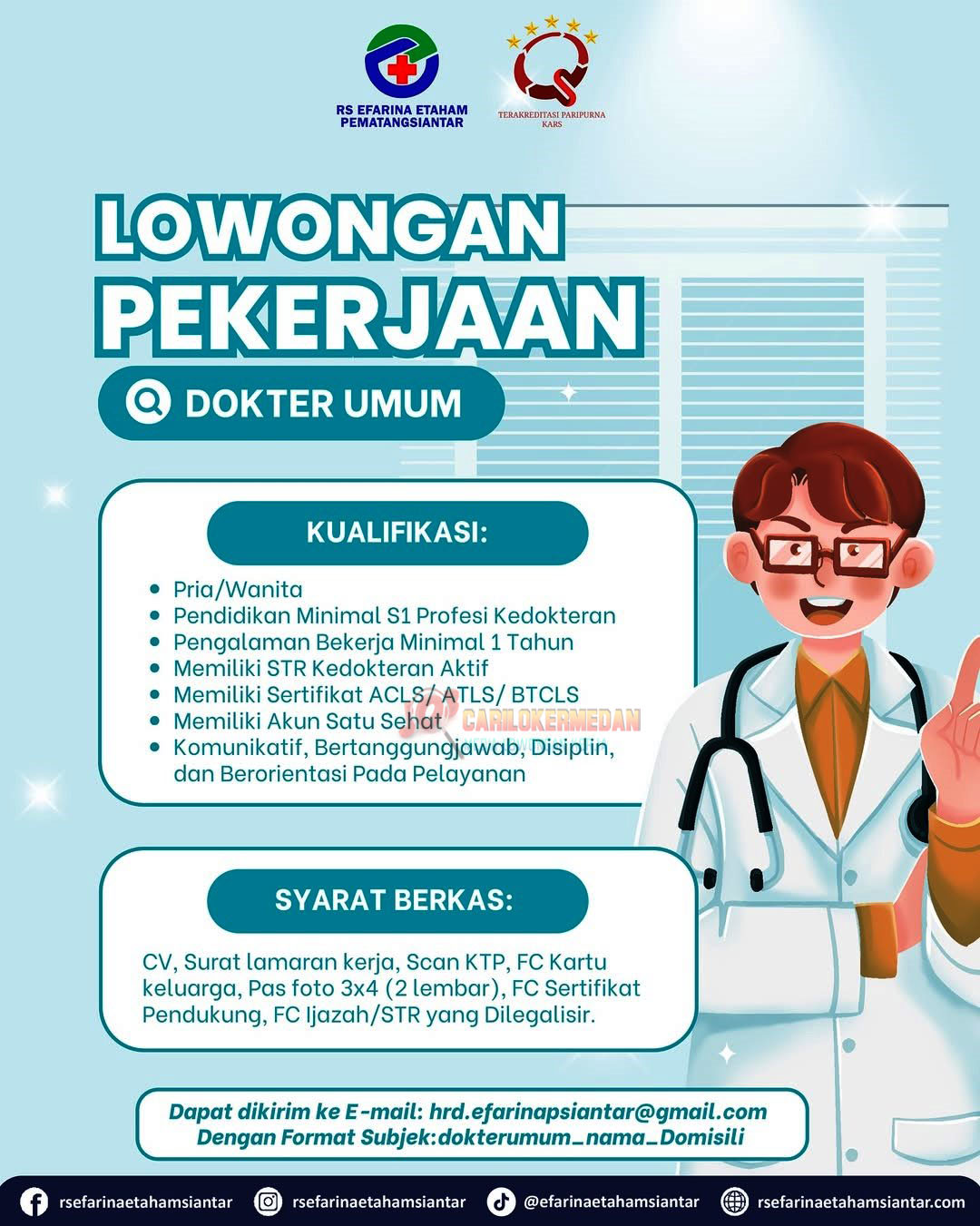 Loker D3 S1 Di RS Efarina Etaham Pematang Siantar Desember 2025 1