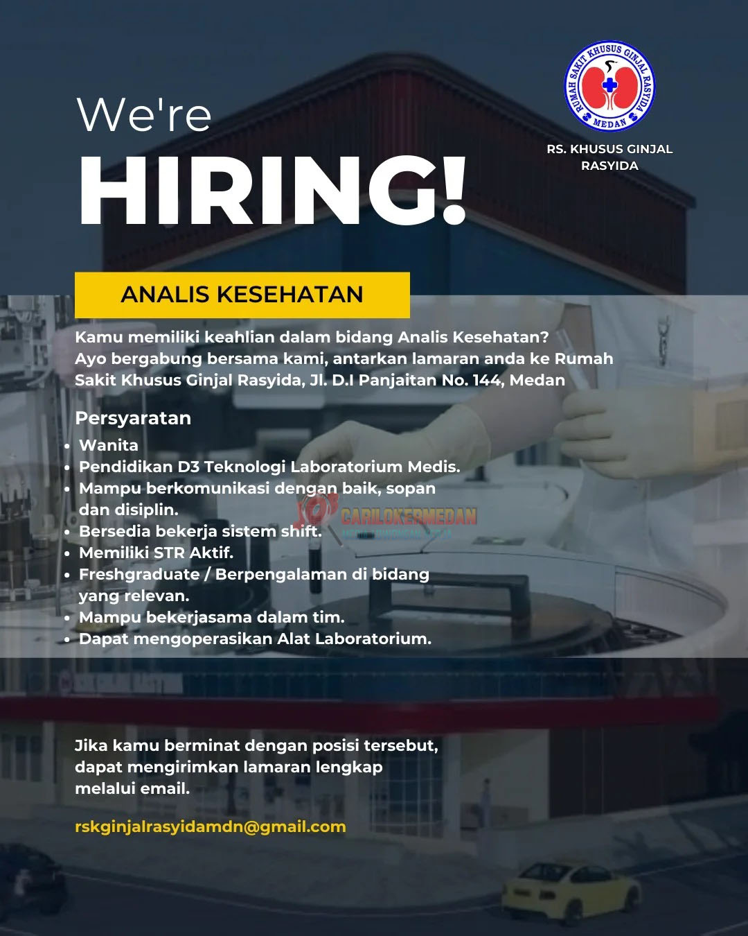 Loker D3 S1 Di RSK Ginjal Rasyida Medan Desember 2025