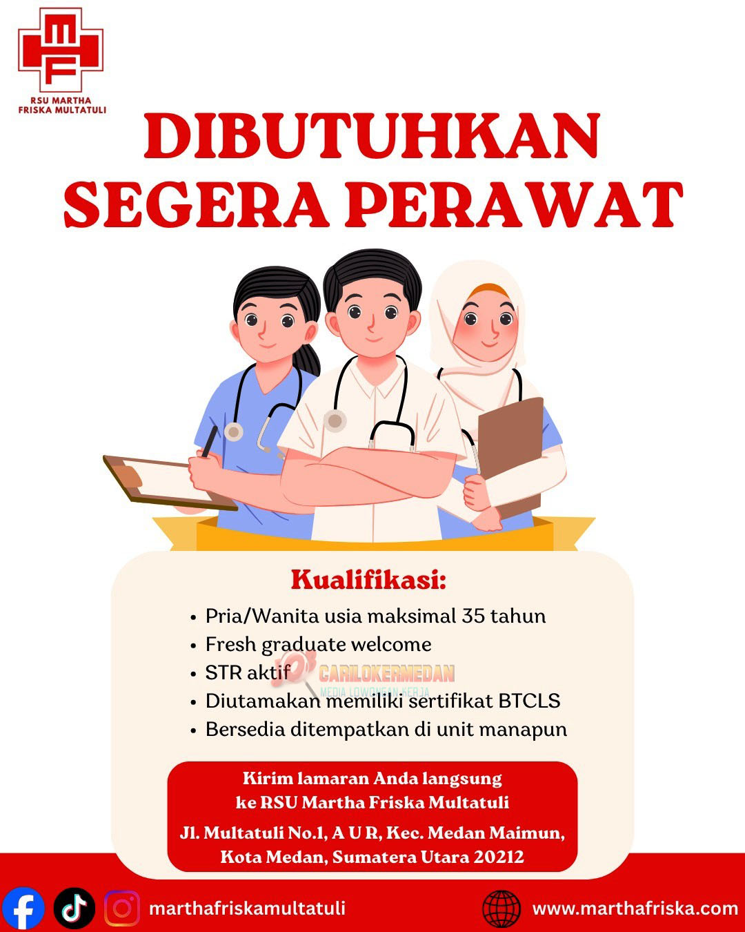 Loker D3 S1 Di RSU Martha Friska Multatuli Medan Desember 2025
