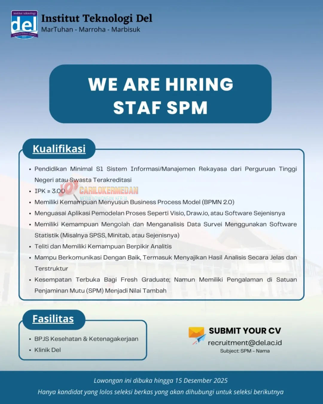 Loker S1 Di Institut Teknologi Del Laguboti Toba Samosir 2025 1
