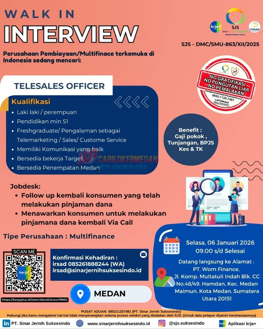 Loker S1 Di PT Sinar Jernih Suksesindo Medan Desember 2025