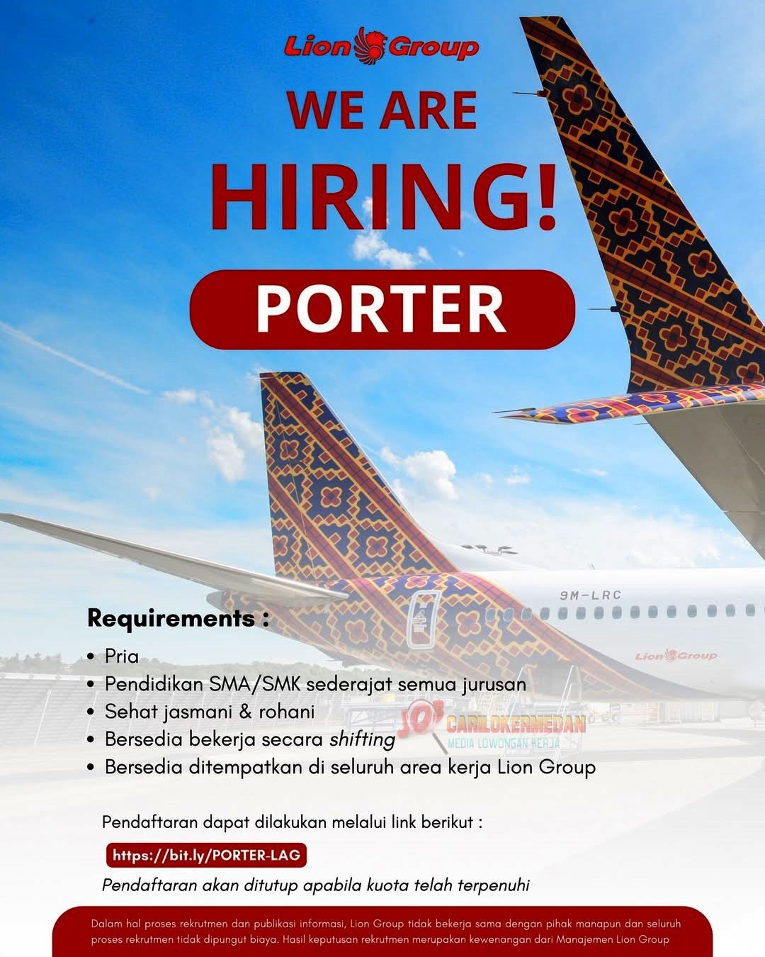 Loker SMA SMK Di Lion Air Group Medan Desember 2025