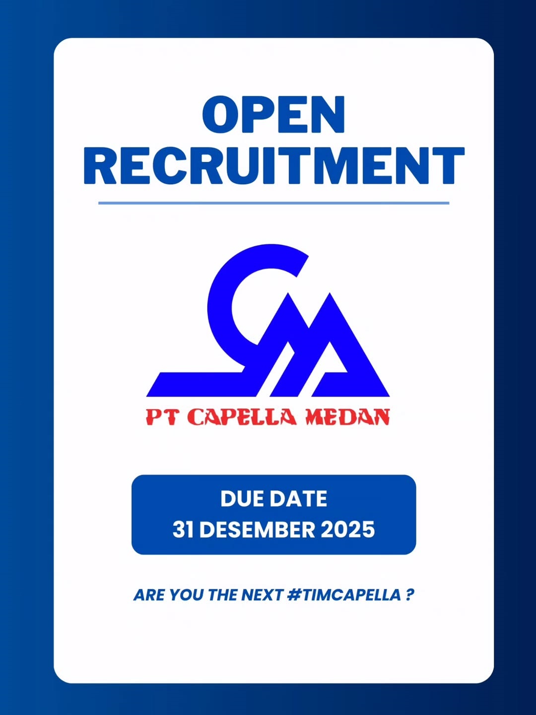 Loker SMA SMK S1 Di PT Capella Medan Medan Sumut Desember 2025 1