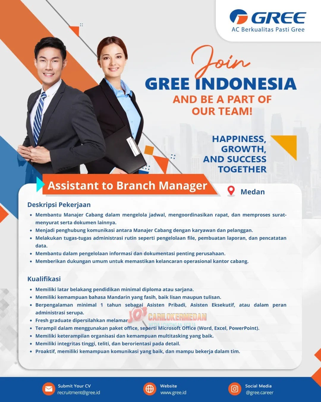Loker SMA SMK D3 S1 Di PT Gree Electric Appliances Indonesia Medan Januari 2026 3