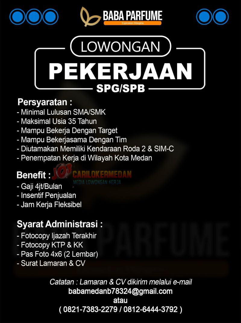 Loker SMA SMK Di Baba Parfume Indonesia Medan Januari 2026