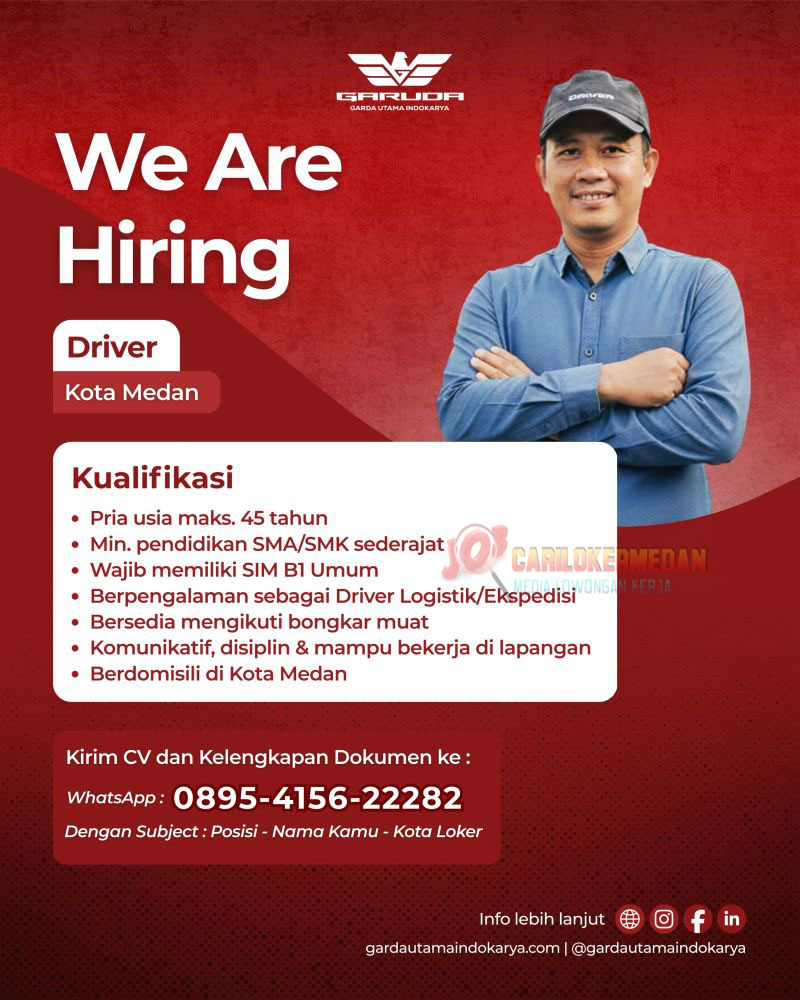 Loker SMA SMK Di PT Garda Utama Indokarya Medan Januari 2026