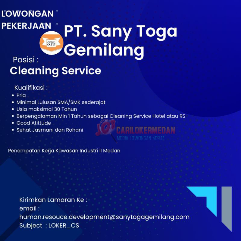 Loker SMA SMK Di PT Sany Toga Gemilang Medan Januari 2026