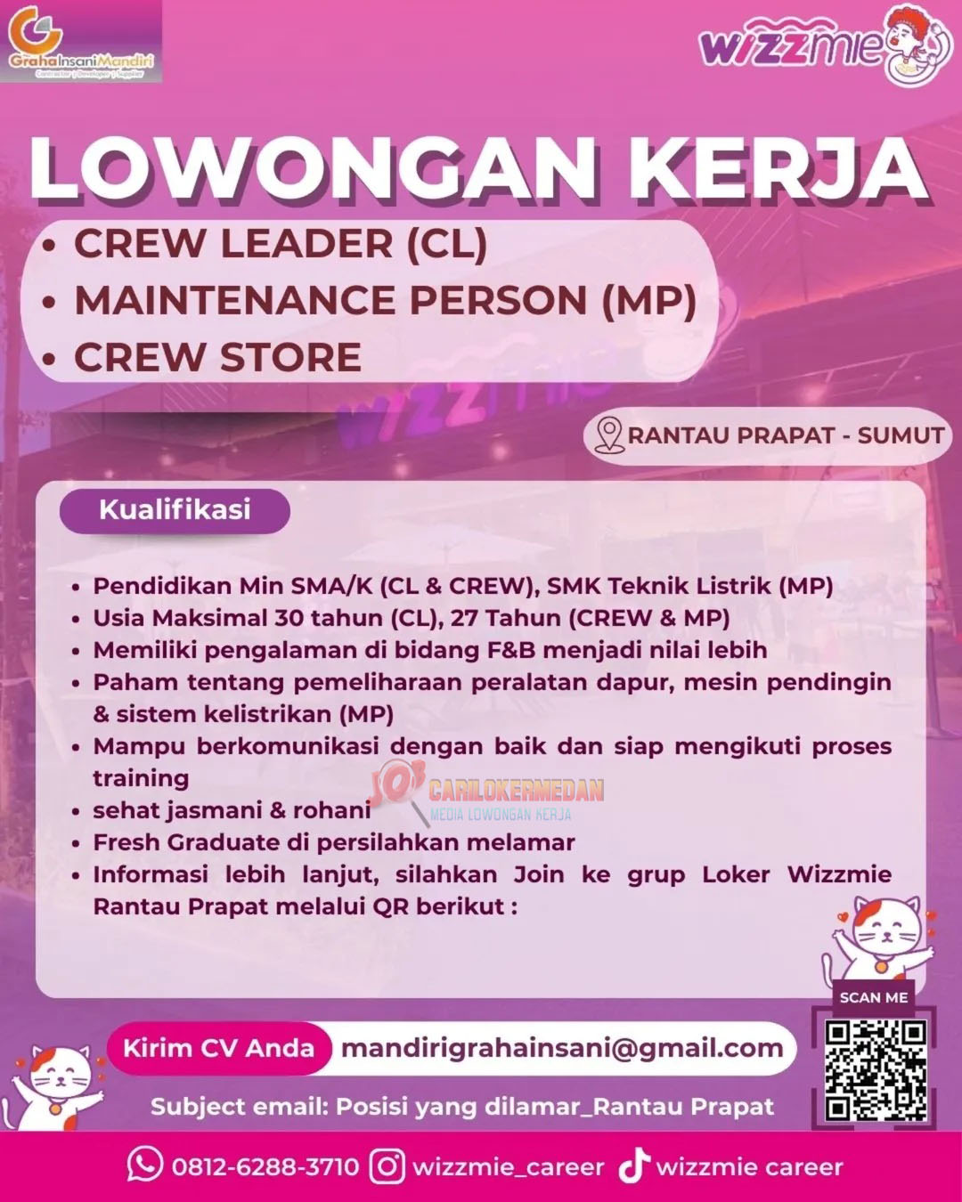 Loker SMA SMK Di PT Wizzmie Boga Abadi Rantau Prapat Januari 2026